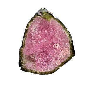 19.4 cts. Watermelon Tourmaline Natural Crystal Slice - Custom Cabochon #7